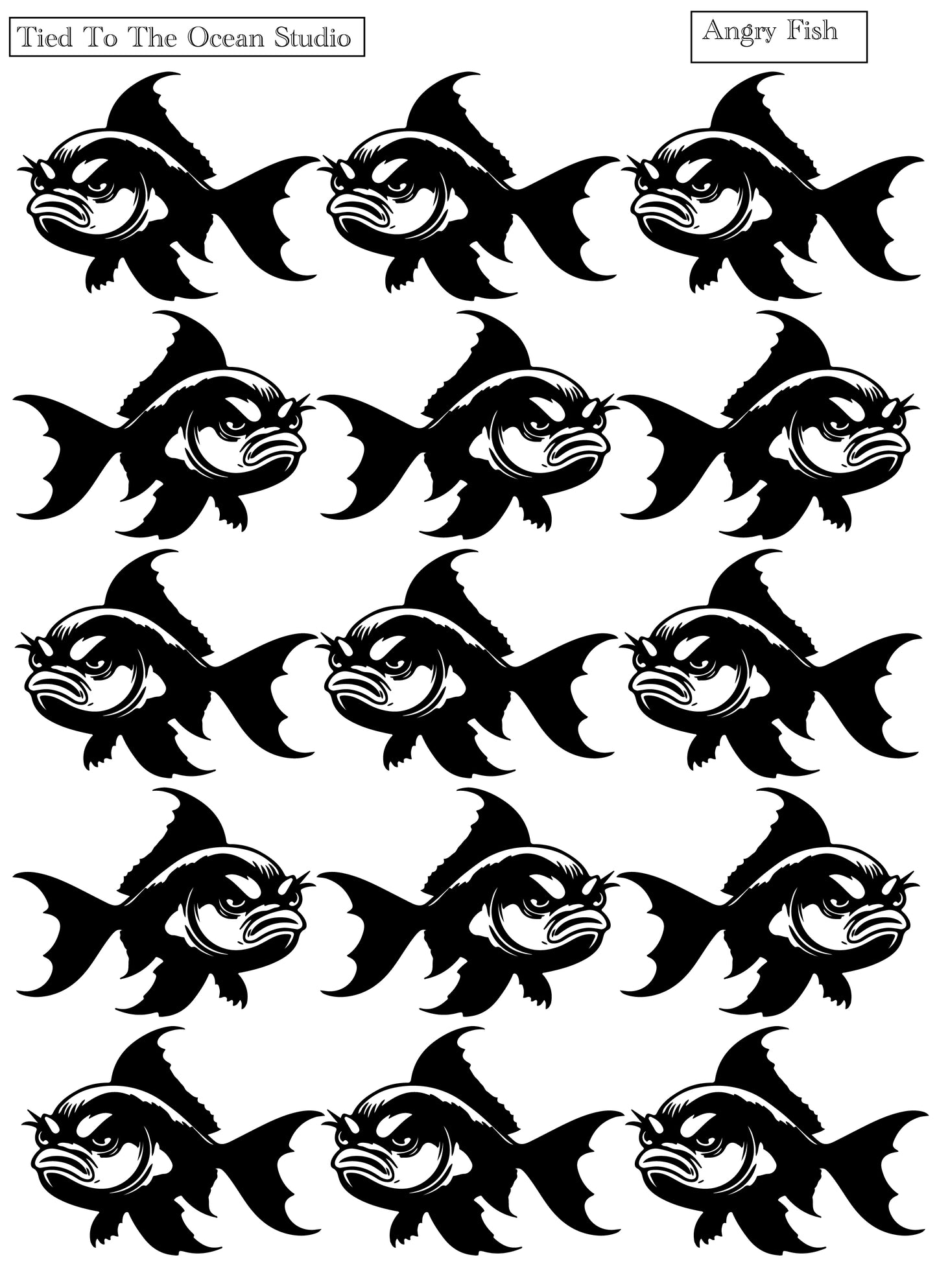 Angry Fish Adhesive Stencil