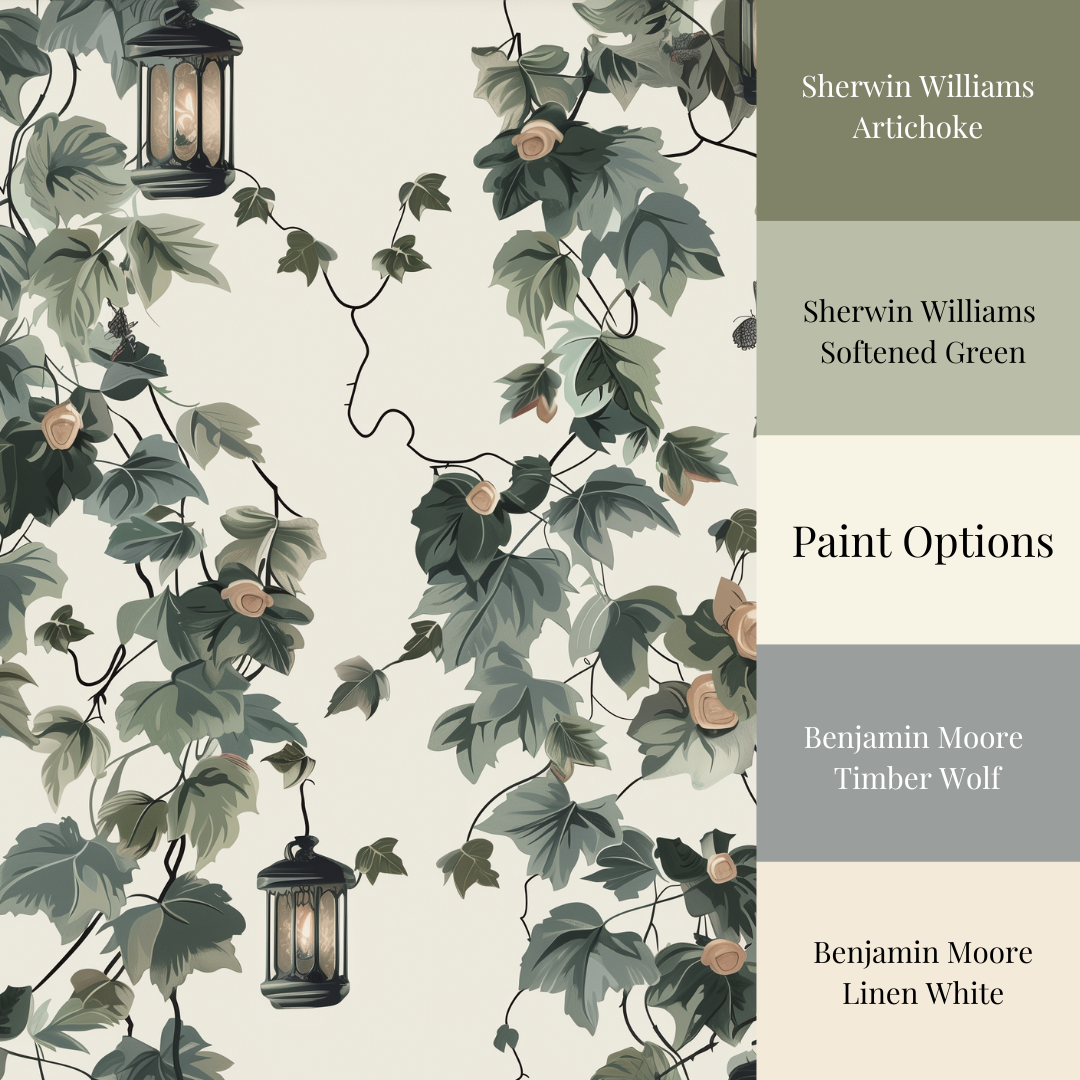 paint options for lantern and vine wallpaper